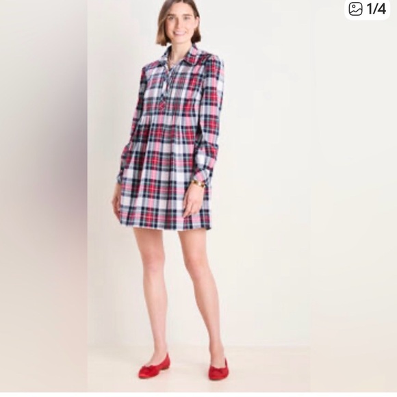 Vineyard Vines Dresses & Skirts - Vineyard Vines Plaid Poplin Popover Dress XL